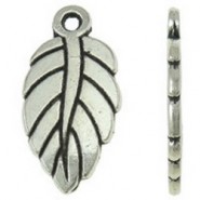 Metal charm Leaf 10x19mm - Antique silver